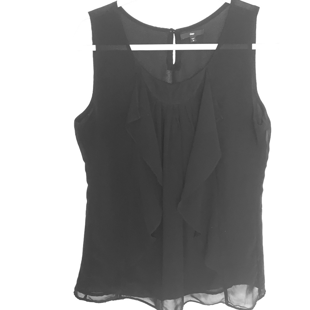 Gap Flowy Ruffled Black Tank